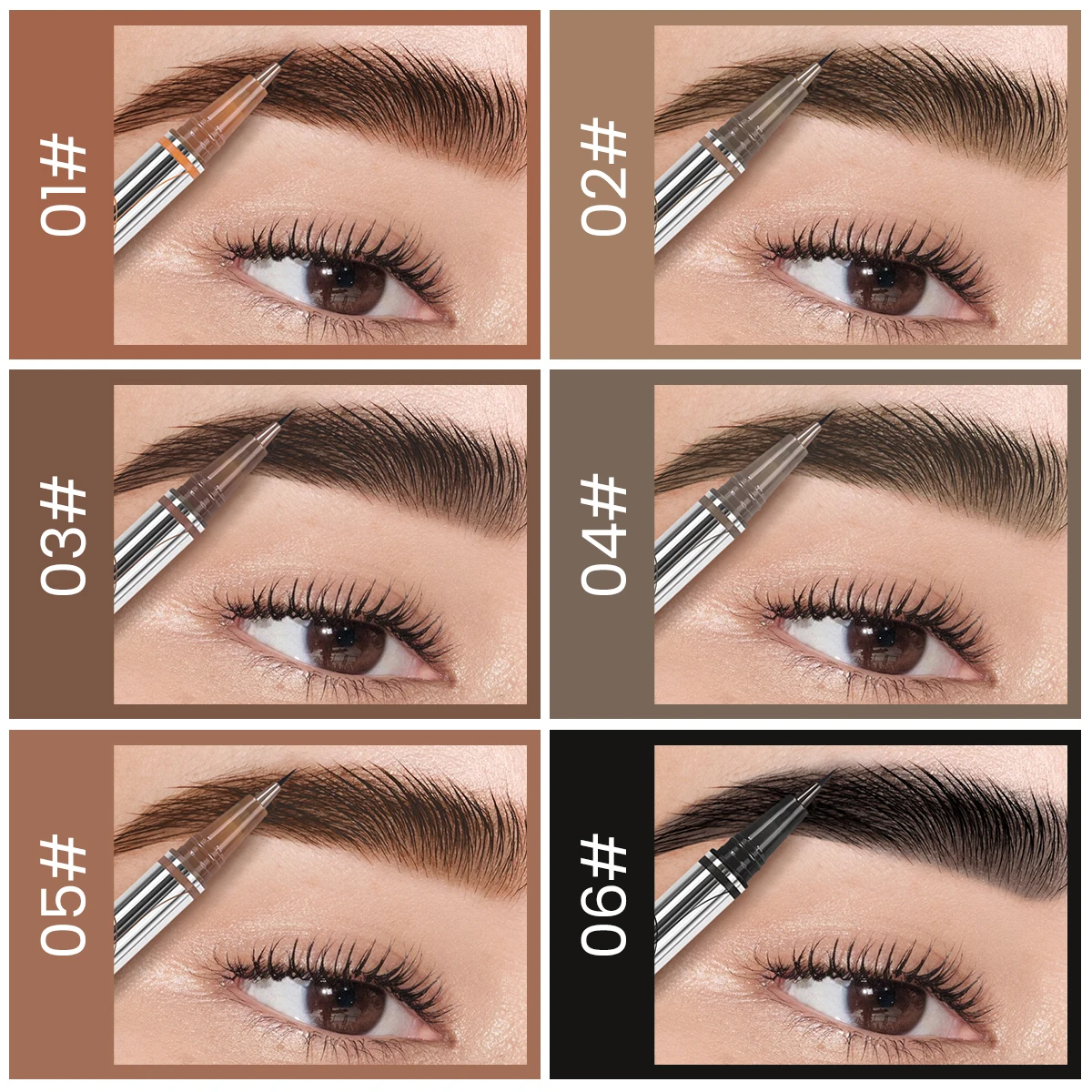 2PCS/SET Ultra-Fine Eyebrow And Eyeliner Pencil+Setting Brow Gel with Eyebrow Stencils and Eyebrush,Long-Lasting&Smudge-Proof
