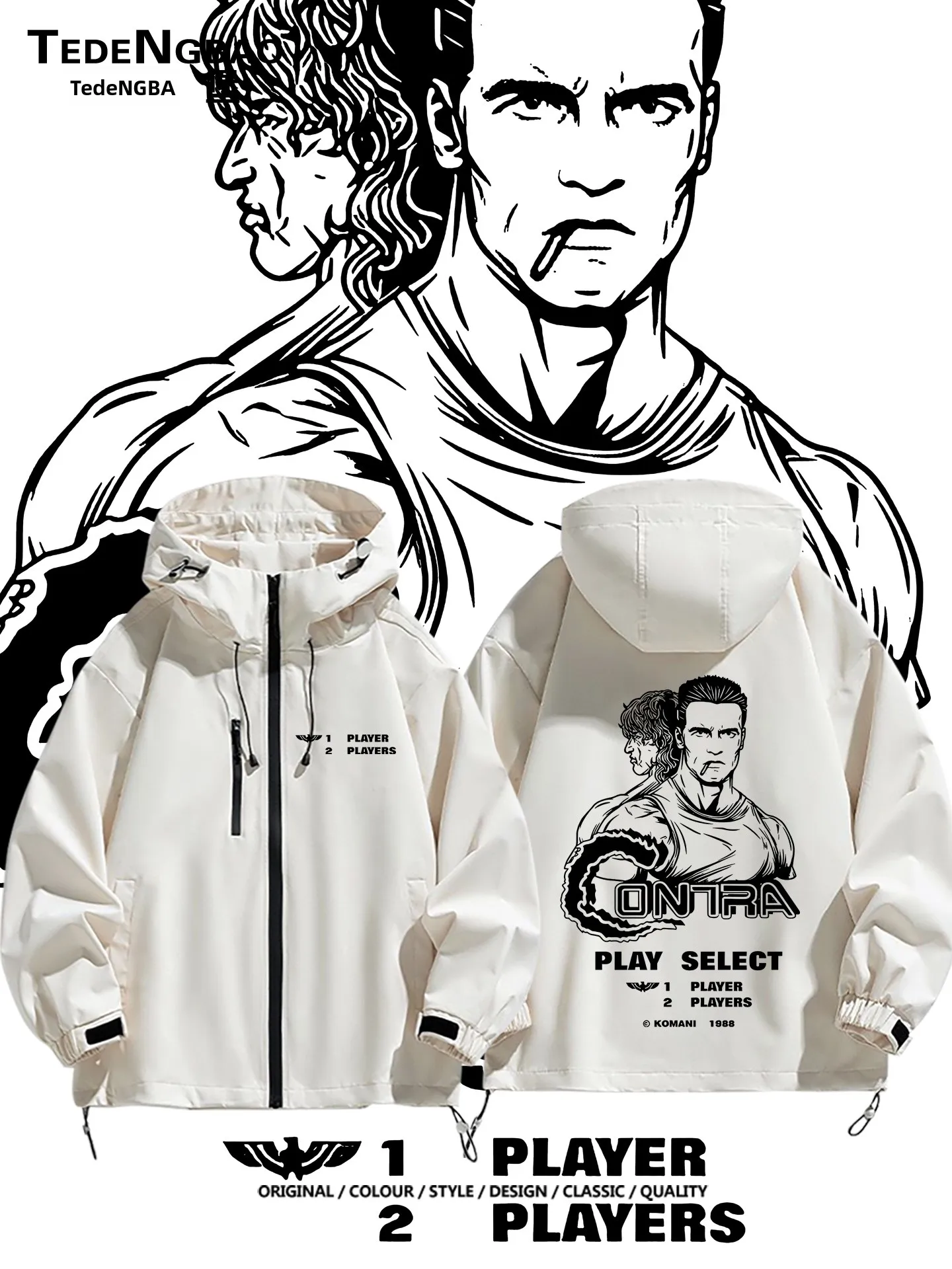 

Retro Cartoon Collaboration Jaet Boys' Outerwear Windproof Zipper Decorated Regular Fit Long Sve Hooded Polyester Fiber