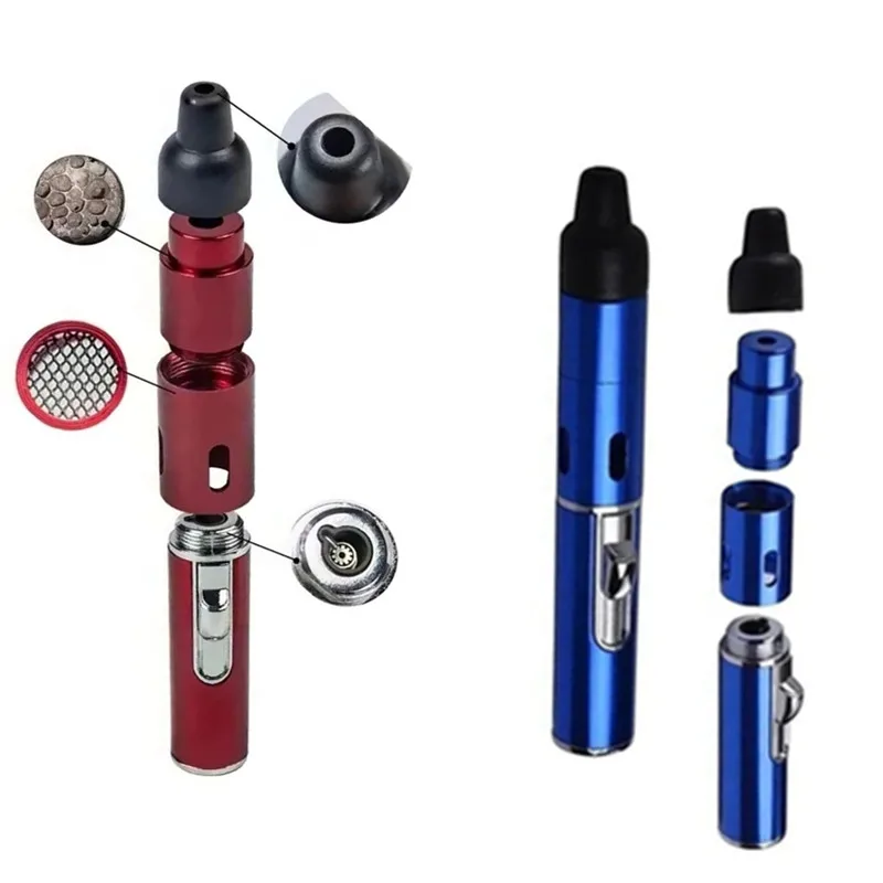 Mini Portable Aromatherapy Lighter Multifunction Smoking Pipes  with Volcanic Stone Metal Tobacco Pipes Cigarette Smoking Gift