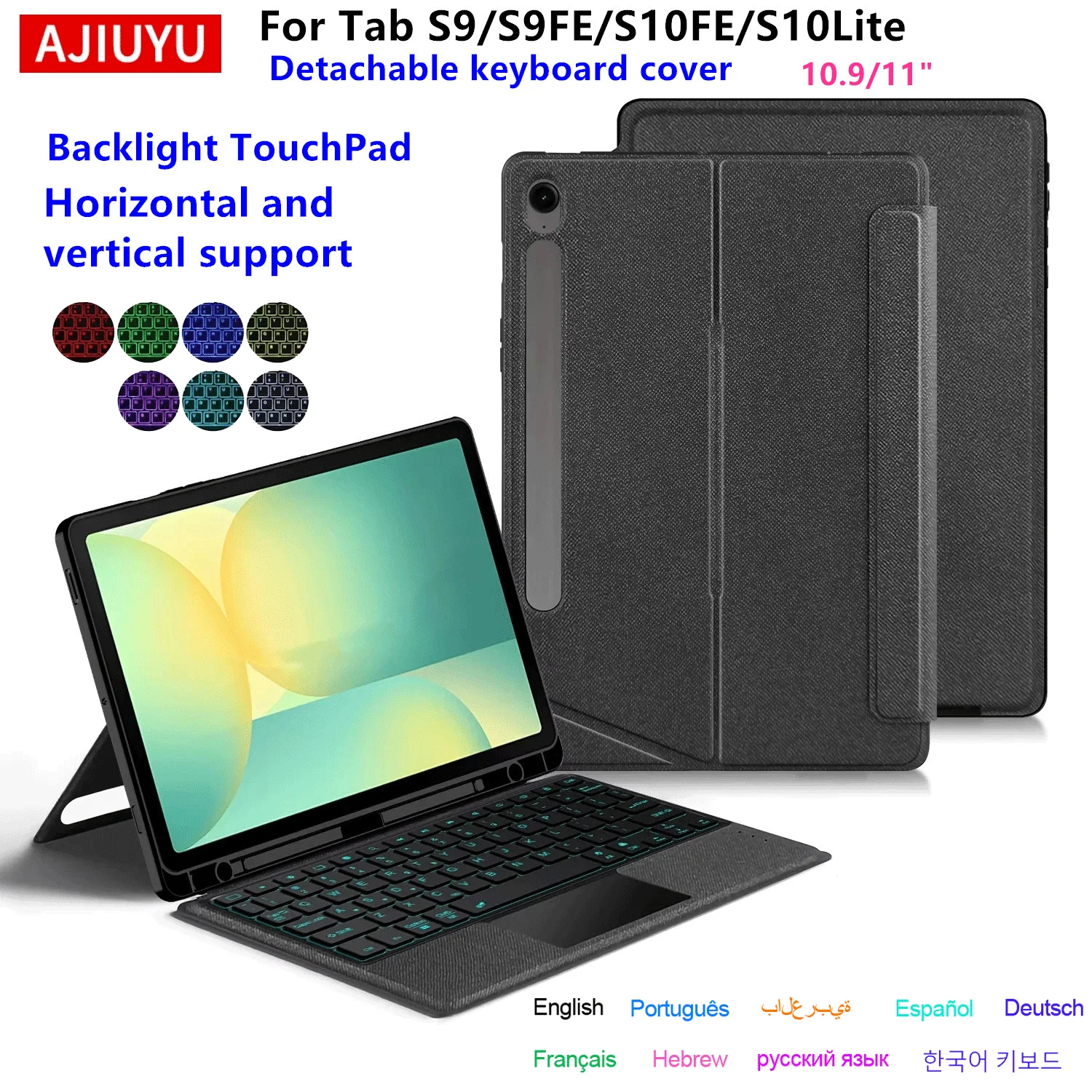 Funda con teclado mágico para Samsung Galaxy Tab S10 FE 10,9 SM-X520 X526B, Funda inteligente para tableta Galaxy Tab S9 S10 FE S10 Lite