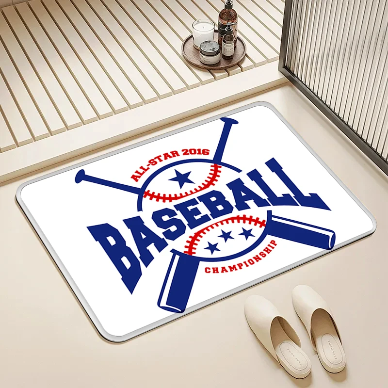 

Baseball Championship Door Mat Non-Slip Washable Floor Rug for Home Sports Fan Entrance Decor