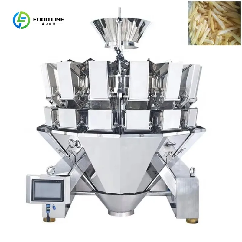 14 Head Weigher for 2kg Frozen Fries Puffy Snack Filling Sealing Packing Line with Multihead Scale Custom