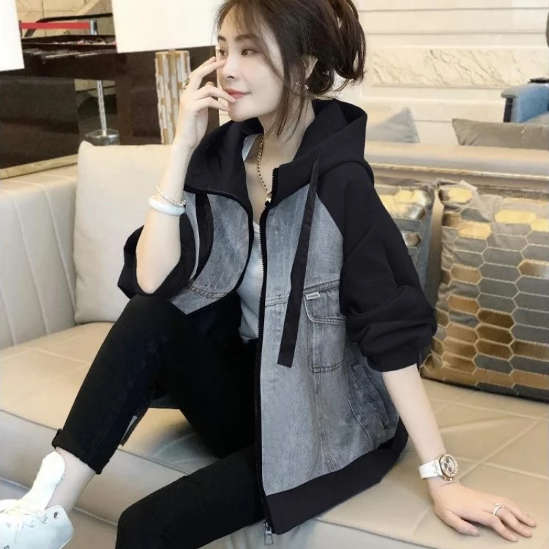 

Cowboy Coat Woman Long Sleeve Hooded Denim Jacket for Women Trench Luxury 2025 New Collection Low Cost in Promotion Streetwear