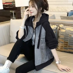 Cowboy Coat Woman Long Sleeve Hooded Denim Jacket for Women Trench Luxury 2025 New Collection Low Cost in Promotion Streetwear
