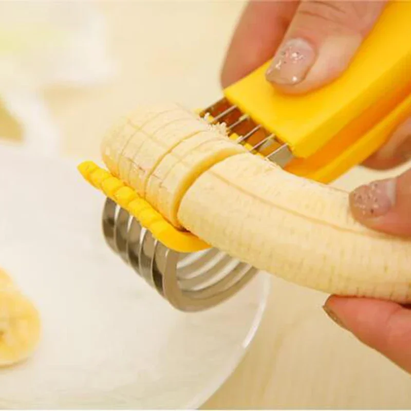 Stainless Steel Banana Cutter Fruit Vegetable Sausage Slicer Salad Sundaes Tools Cooking Tools Kitchen Accessories Gadgets