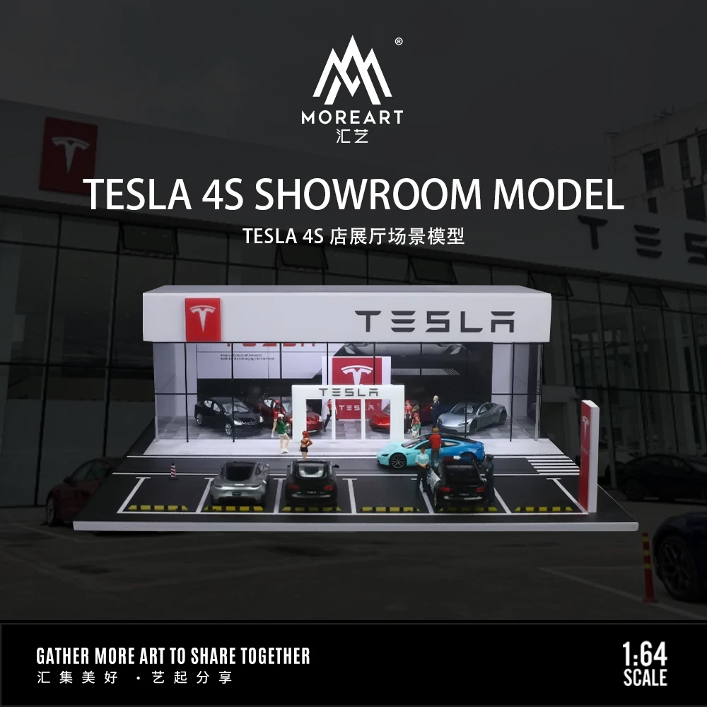 TimeMicro&MoreArt 1:64 Tesla Sales Store showroom lighting version assembly scene