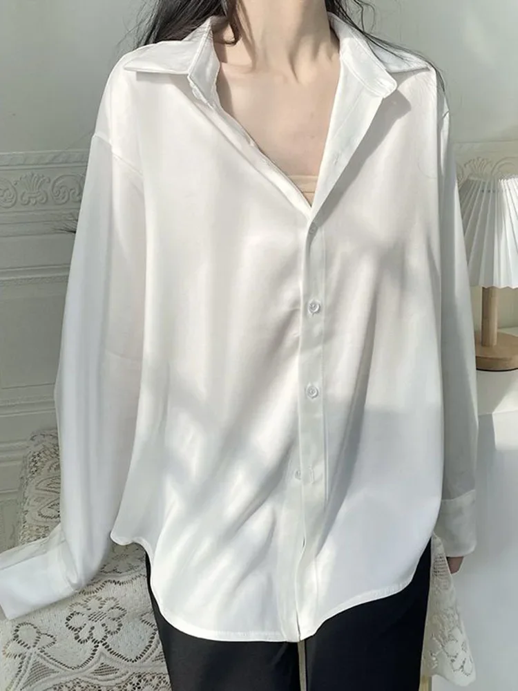Vrouwen Zoete Zon-proof Wit Shirt Koreaanse Mode Dunne Lange Mouw Casual Blouse Harajuku Turn Down Kraag Alle Match tops