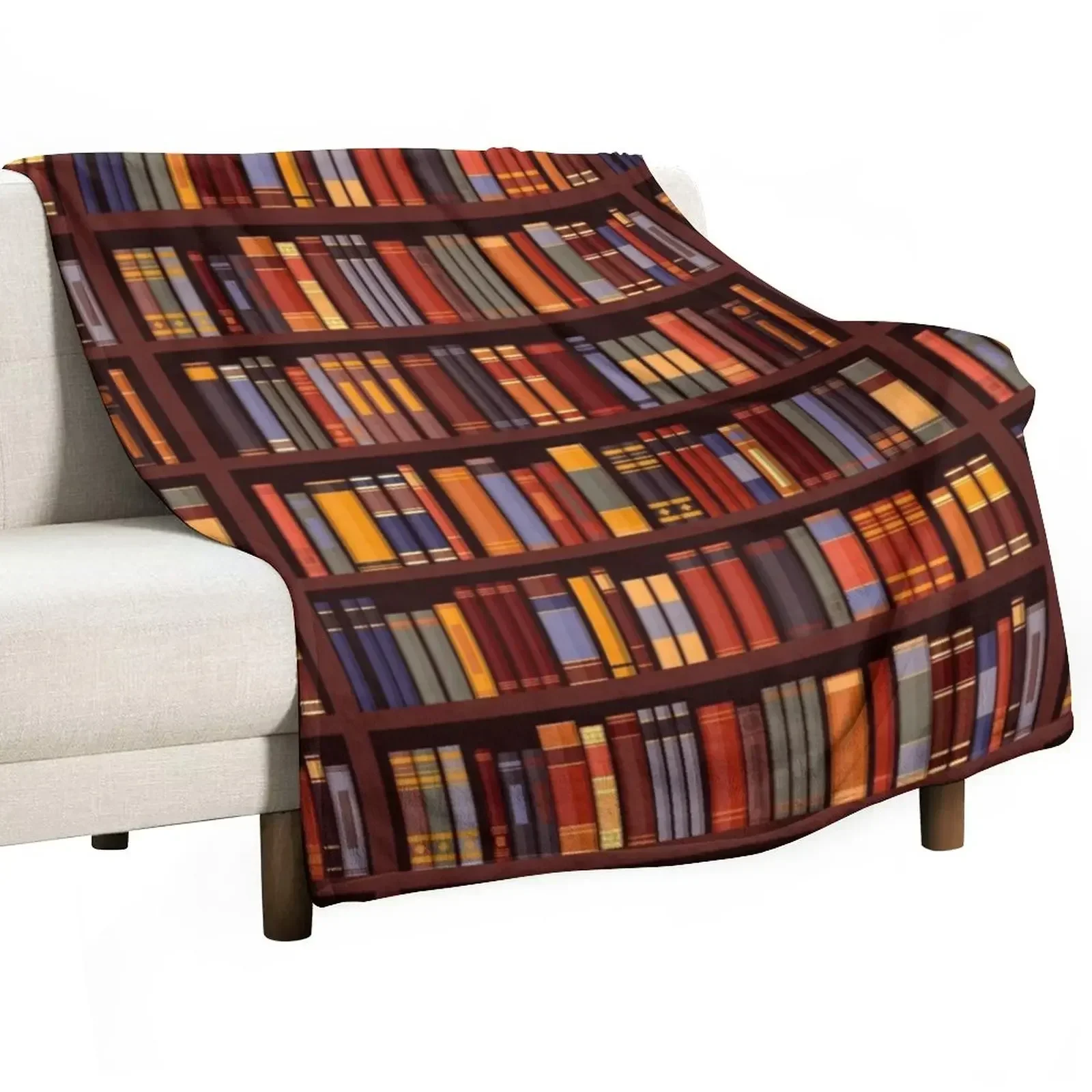 vintage bookshelf Bookworm Antique book library Throw Blanket Plaid on the sofa Picnic Blankets