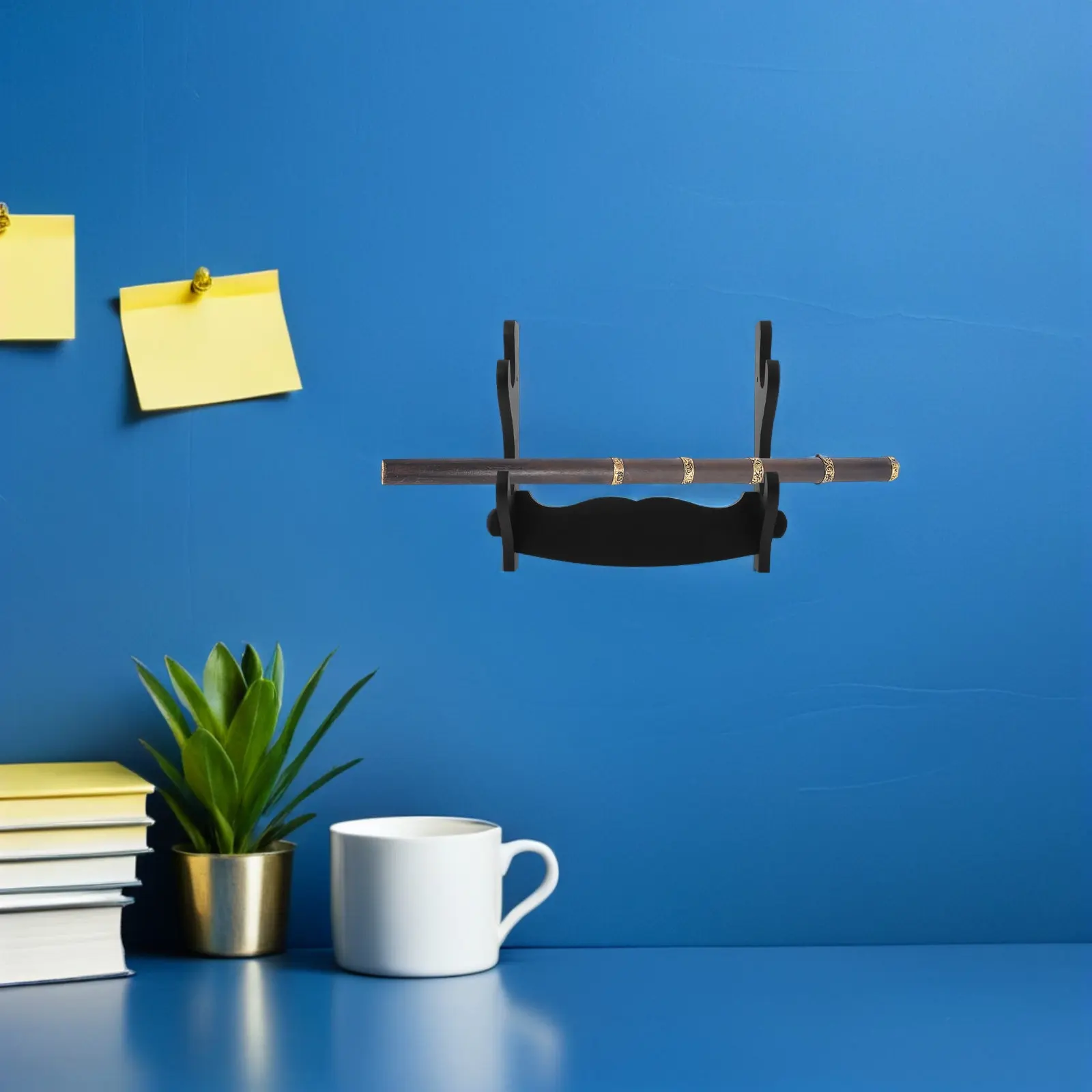 Wooden Flute Rack Double Tier Wall Mounted Display Holder Stand for Flute Sword Scabbard Collections Musical Instrument Display