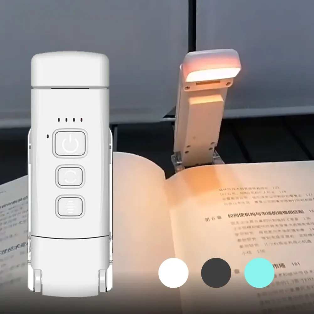 LED Clip-on Bookmark Book Light USB Rechargeable Reading Light Mini Led Brightness Adjustable Portable Bedside Desk Light