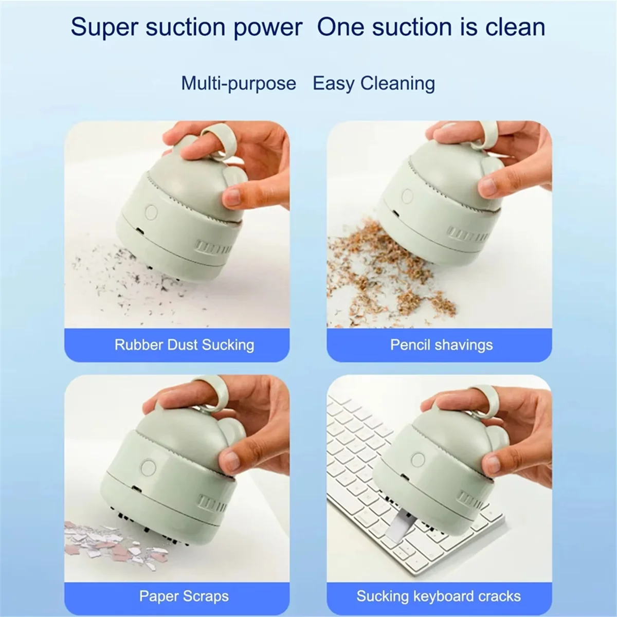 A74G-Cute Desktop Vacuum Cleaner Mini BearHead Ring Vacuum Cleaner for Cleaning Dust Crumbs Apricot Color