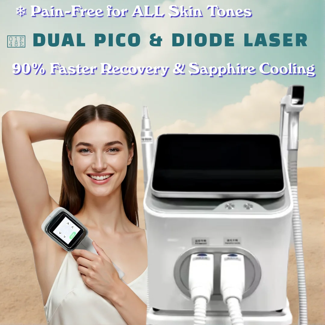 

Professional 2 IN 1 Laser Machine: 808nm Diode Laser Hair Removal + Picosecond Qswitch ND YAG 1064nm Tattoo Removal, 4000w High