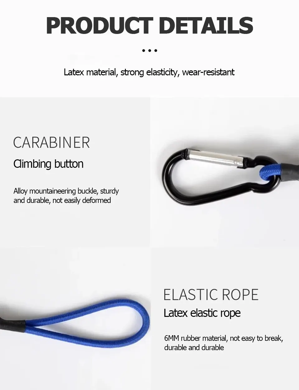 1-teiliges Zelt, elastisches Seil, Kordelhaken, Fixierung, elastisches Stretch-Seil, Outdoor-Werkzeug, Baldachin, Plane, Befestigungsschnüre, Schnur mit Karabiner – Detail 8