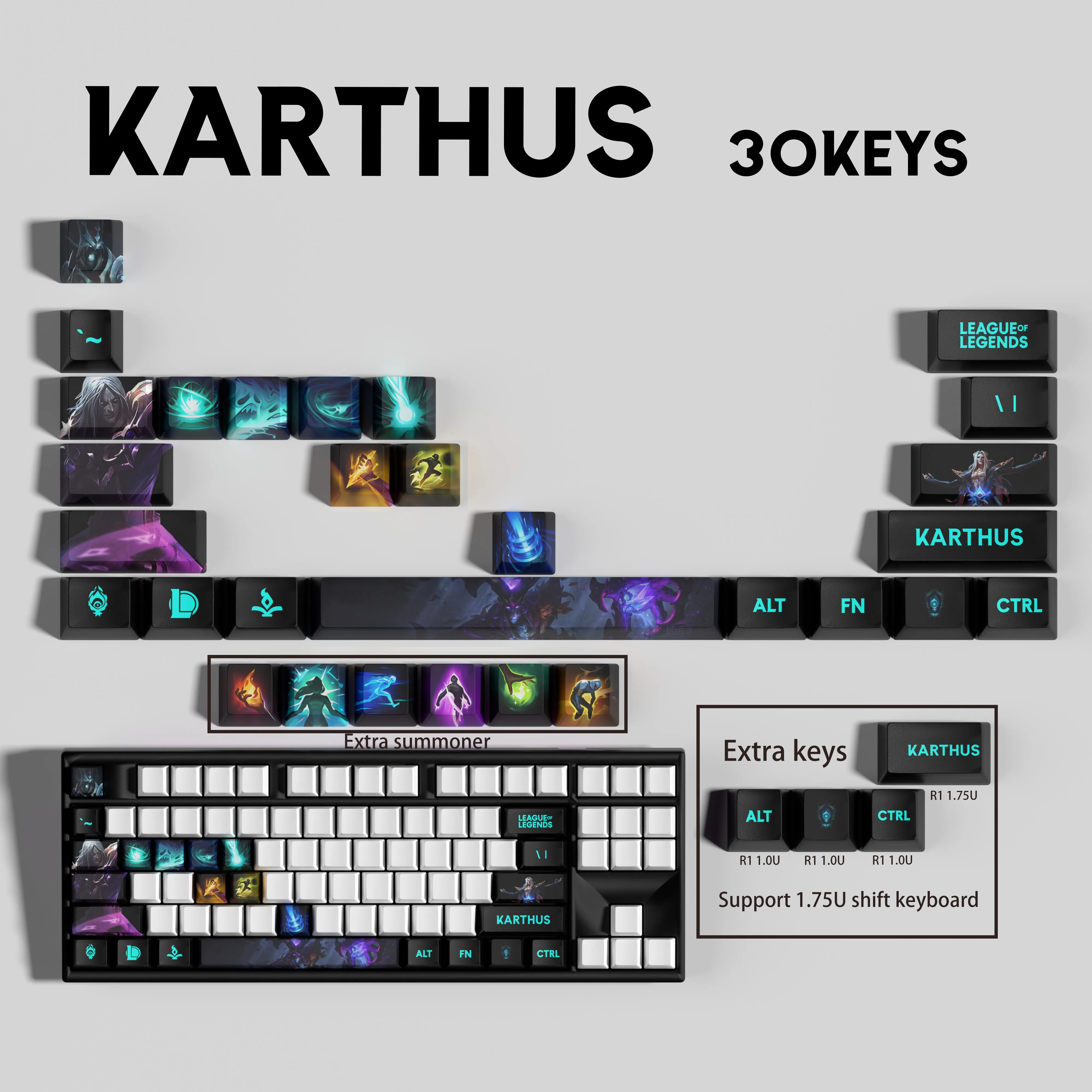 

Karthus KEYCAPS New design League of Legends keycaps 30KEYCAPS OEM Profile Keycaps for mechanical keyboard