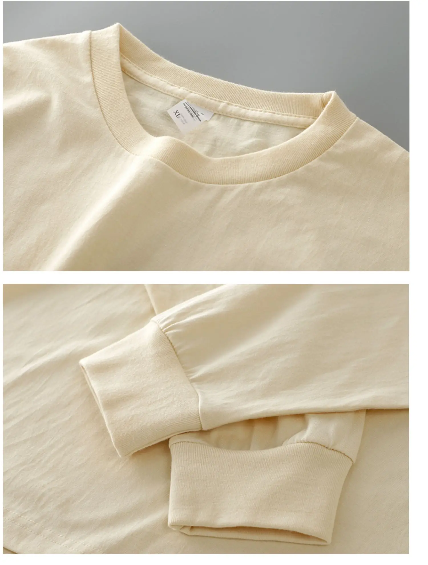 Dukeen 280 g schweres Langarm-T-Shirt für Herren, 100 % Baumwolle, Hemden, übergroße einfarbige Oberteile, schlichte T-Shirts, Herrenbekleidung – Detail 18