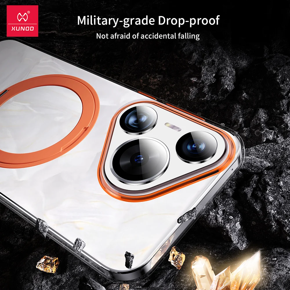 Xundd For Huawei Pura 70 Pro Plus Pura 70 Ultra Case with 360 ° Rotatable Magnetic Holder Camera Protective Clear Phone Cover