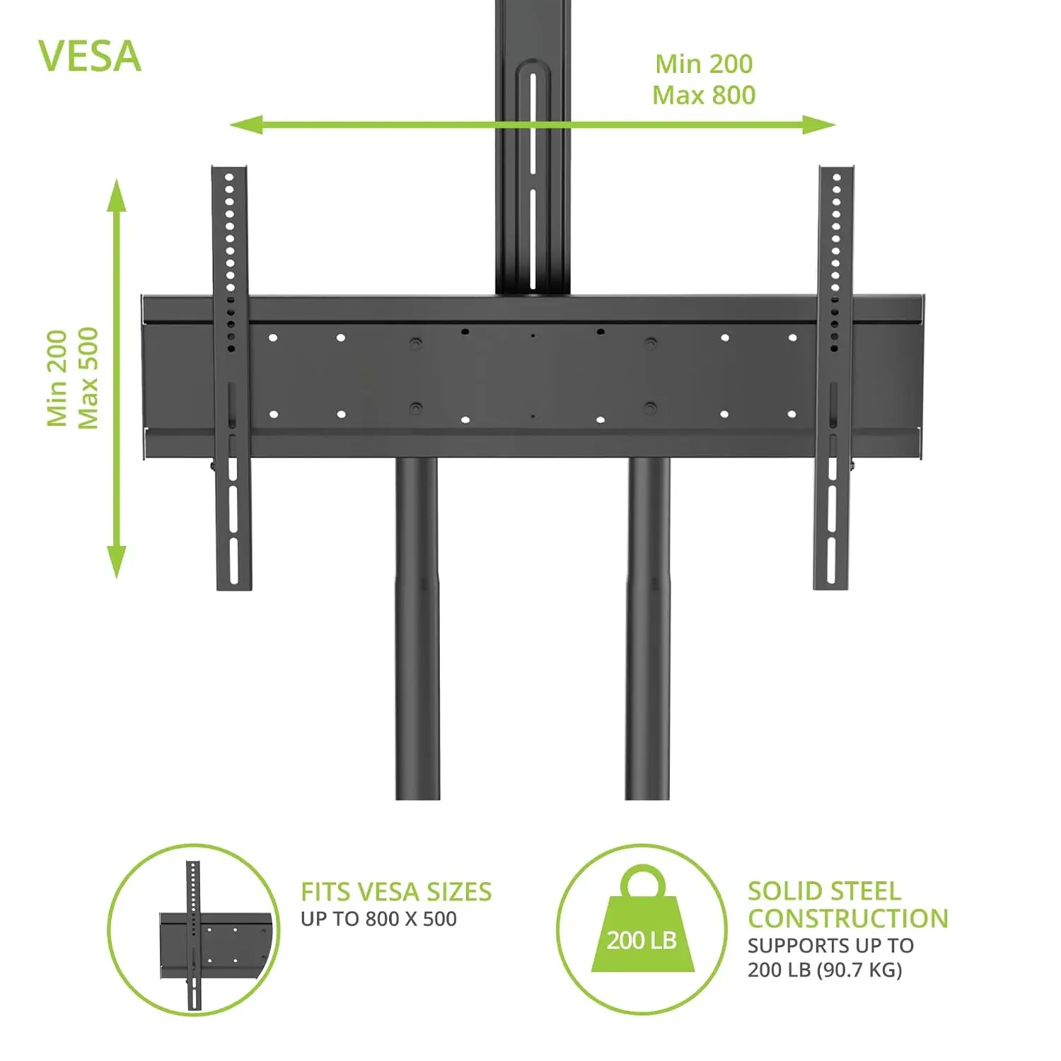 Height Adjustable Rolling TV Stand for 55