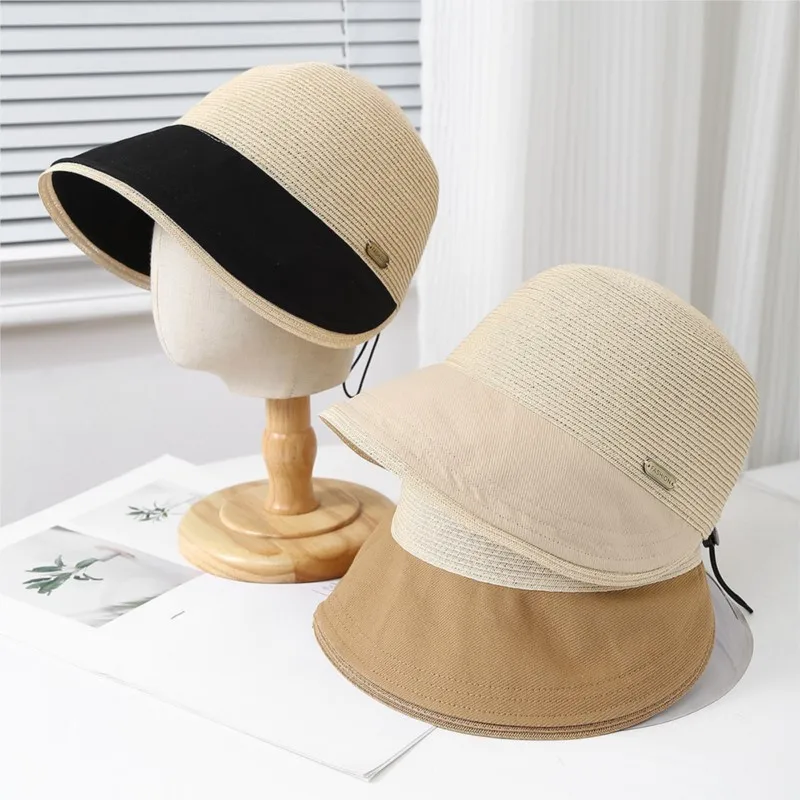 

Summer woven hats for women breathable and sun-protective fisherman seaside vacation UV sunshade