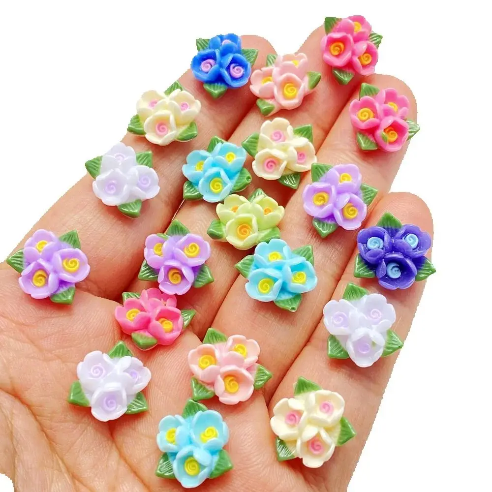40 Stück gemischte Mini-Harzrosen und -blätter in verschiedenen Farben, Nagelkunst, flache Steinapplikationen, DIY-Charms, Scrapbook-Deko, Bastelbedarf