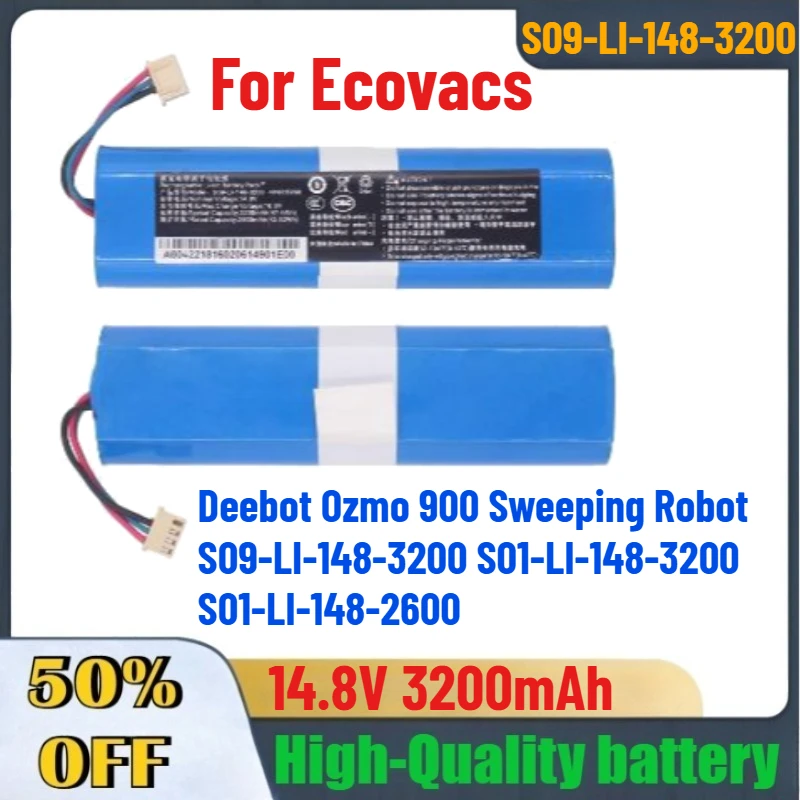 

3.2Ah 14.8V S09-LI-148-3200 Battery for Ecovacs Deebot Ozmo 900 Sweeping Robot S09-LI-148-3200 S01-LI-148-3200 S01-LI-148-2600