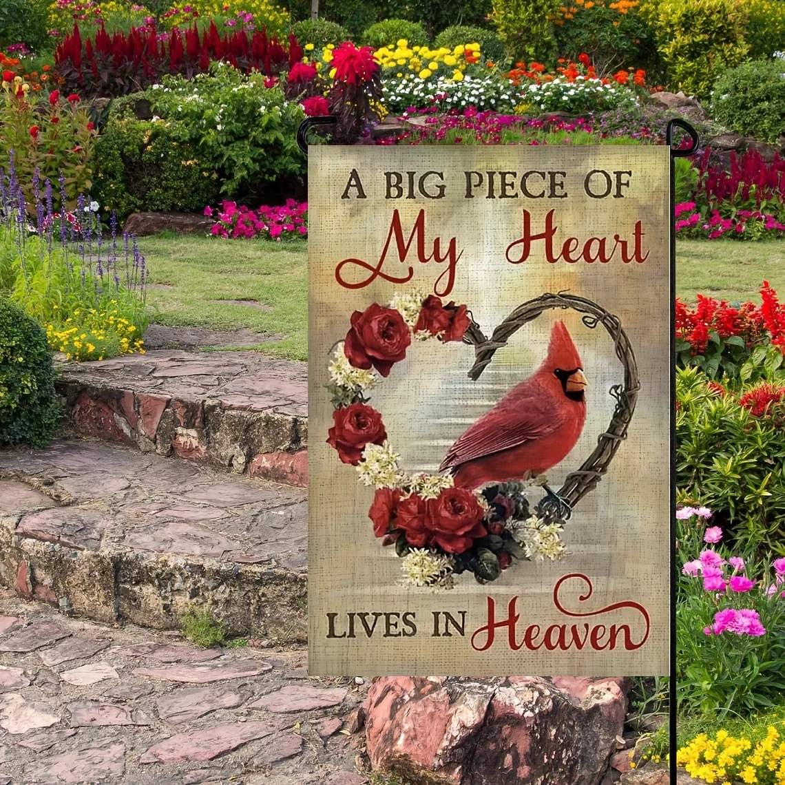 1 Piece, Memorial Garden Flag An Important Part of My Mind Living in Paradise Garden Flag 12X18 Double Sided, Small Linen Memorial Garden Garden Flag Cemetery Ornaments for Graves Outdoors (Flags Only)
