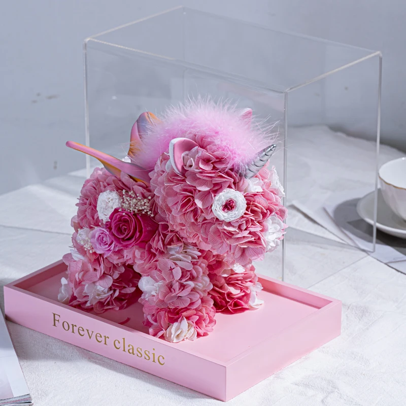 

Valentine's Day Christmas Gift Eternal Flower Decoration Rose Unicorn Set Natural Preservation Rose Gift Box