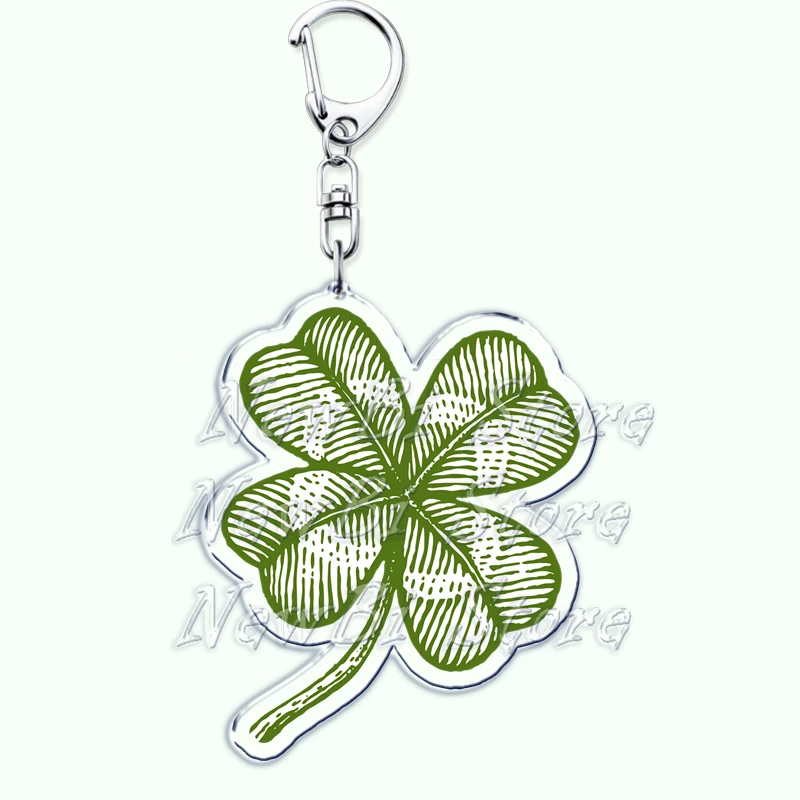 Hot Four Leaf Green Plant Lucky Clover Keychains for Accessories Bag Irish Luck Shamrock Keyrings Jewelry St Patricks Day Gifts