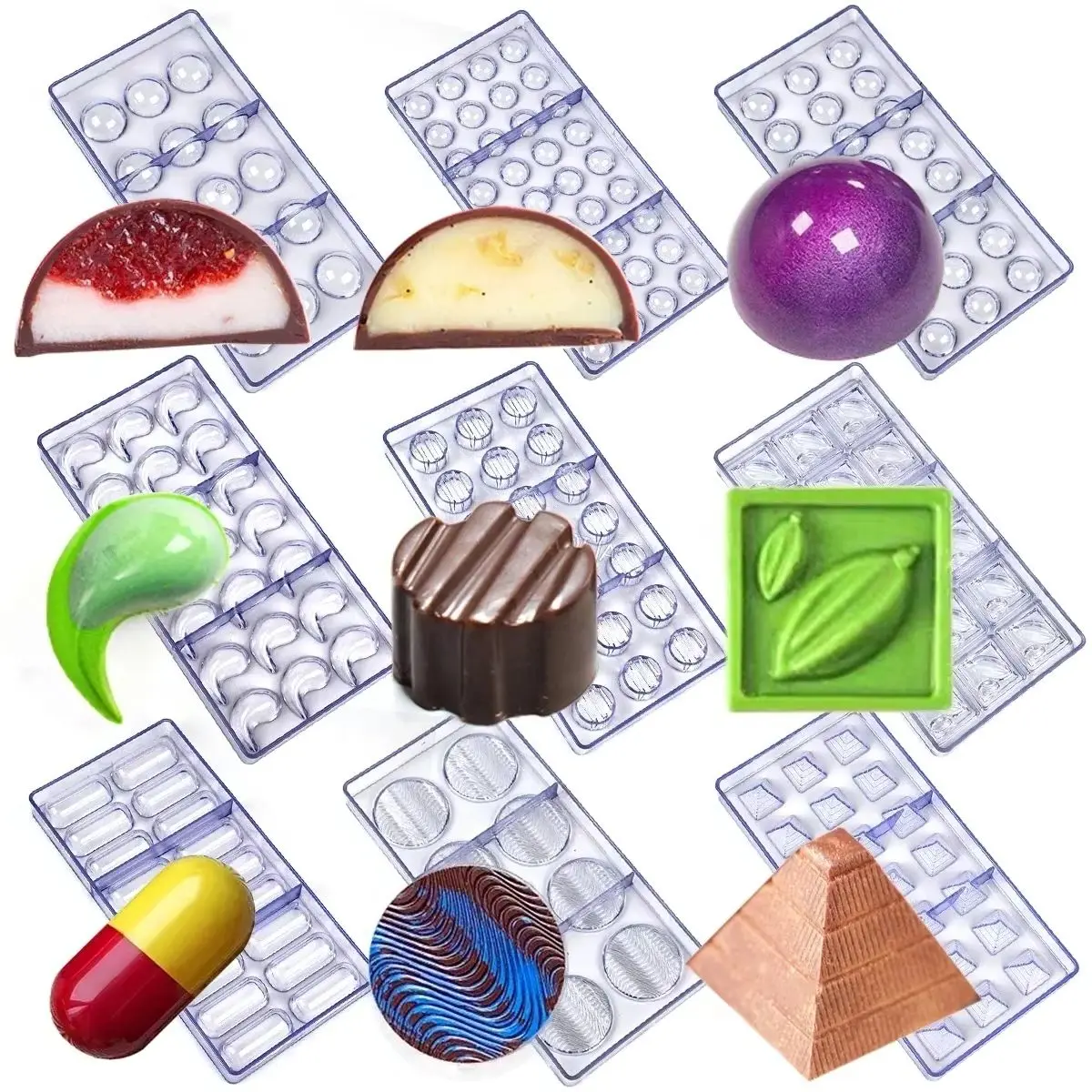 Chocolate Mold Polycarbonate Chocolate Candy for Baker Trays Pans Confectionery Bakery Baking Pastry Tools