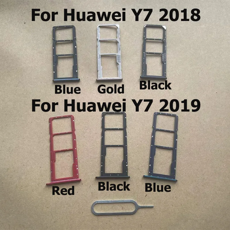 New For Huawei Y7 2019 Sim Card Slot Tray Holder Adapter Connector Container For Y7 2018 Replacement Parts