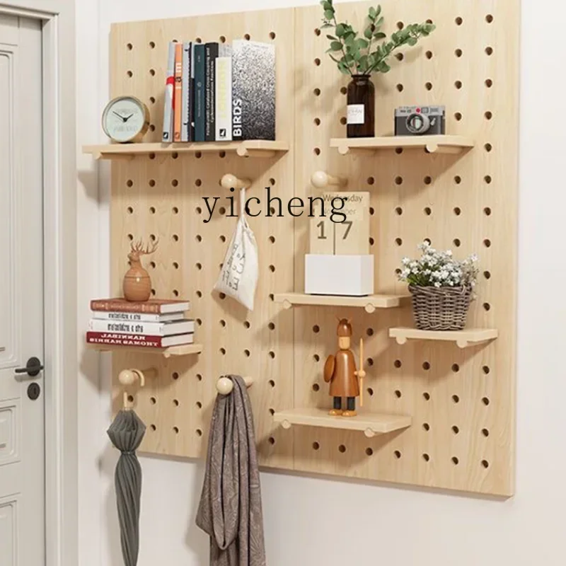 Wire-Wrap Board Wall Shelf Solid Wood Home Hallway Wall Hanging Board Wall Mounted Storage Rack