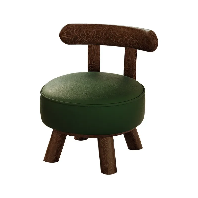 Solid Wood Rotating Stool with Backrest Low Entryway Shoe Bench Compact Living Room Seat Small Coffee Table Side Chair