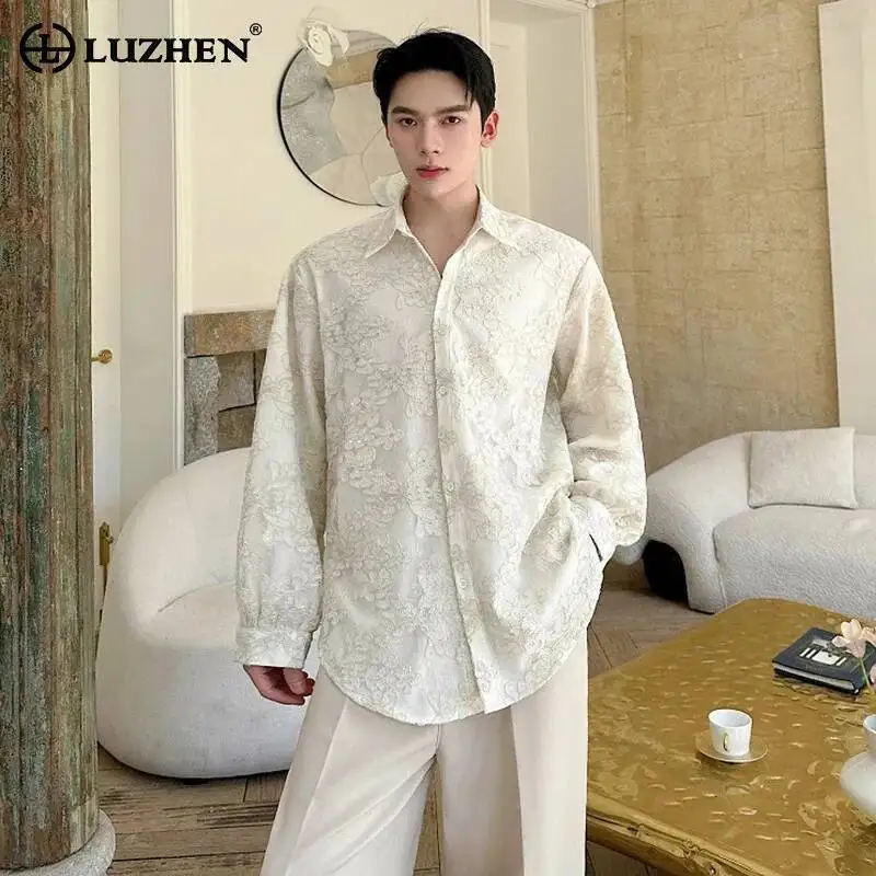 

LUZHEN 2026 New Embroidery Pattern Patchwork Long Sleeve Shirts Men's Fashion Elegant Luxury Temperament Casual Clothes JY6946