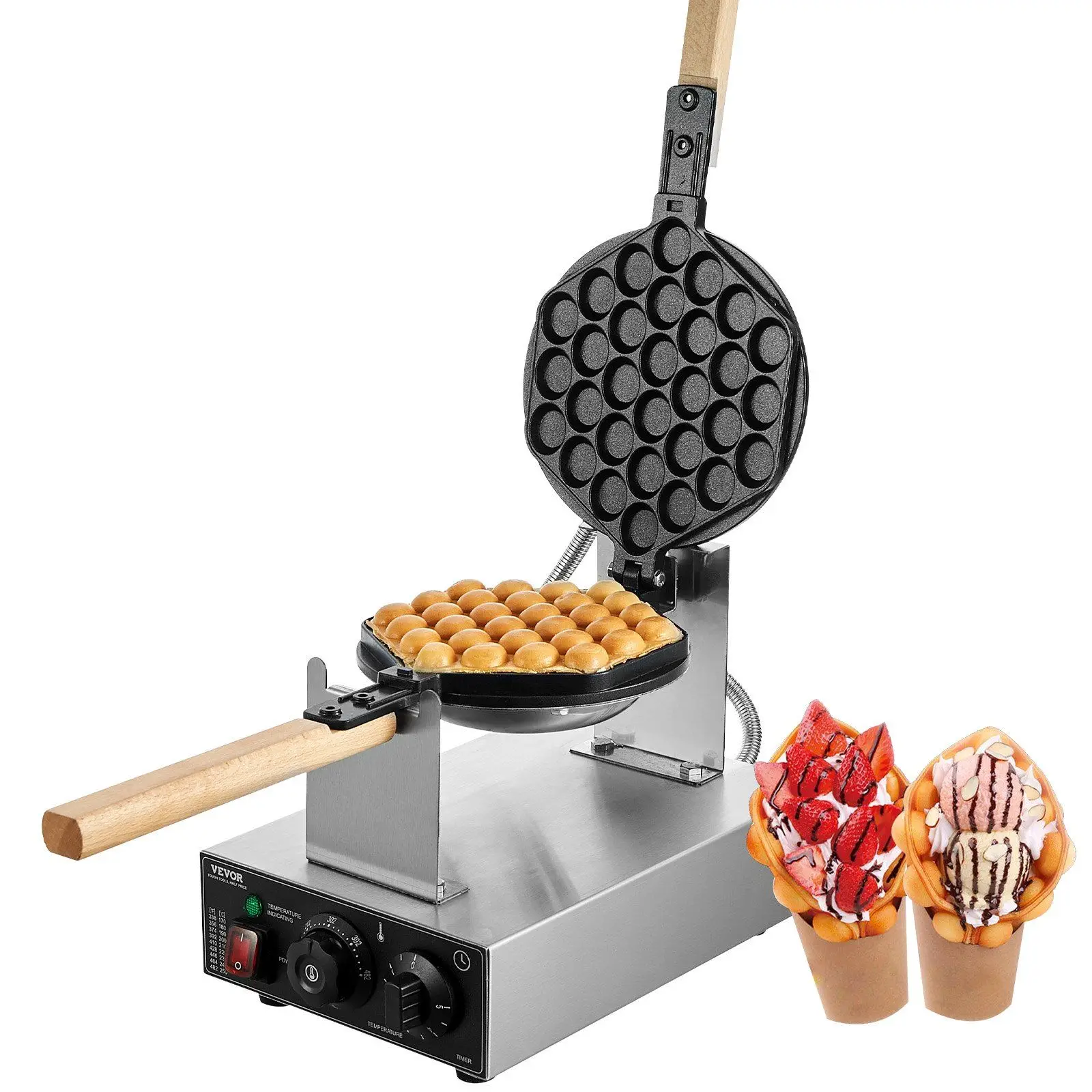 

Commercial 1400W Non-Stick Bubble Waffle & Egg Pancake Baker Machine