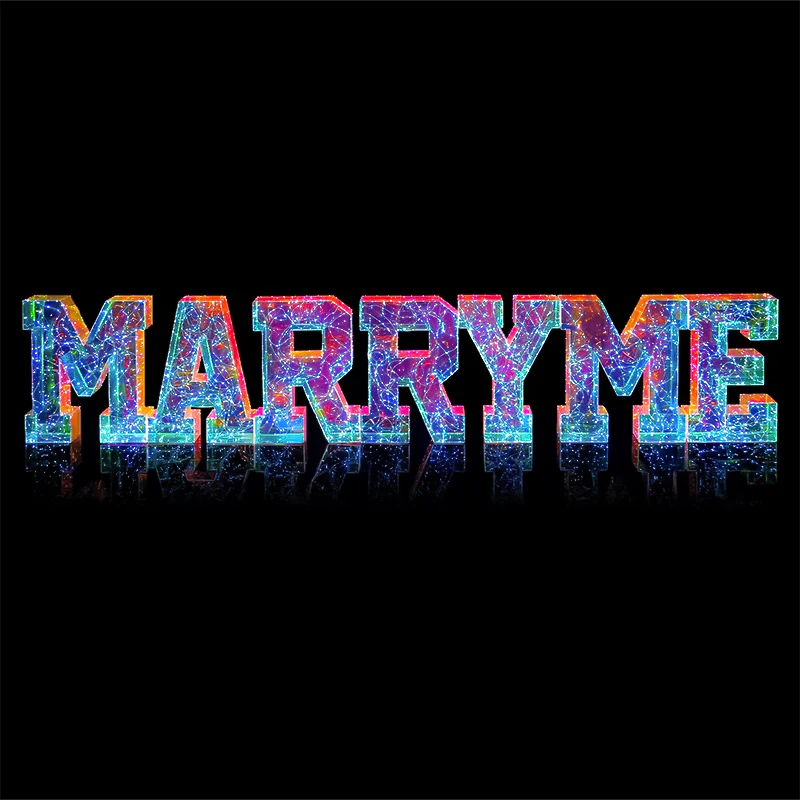 popular design exclusive Fashion multi-color multi-size luminous waterproof marry me light up letters decoration