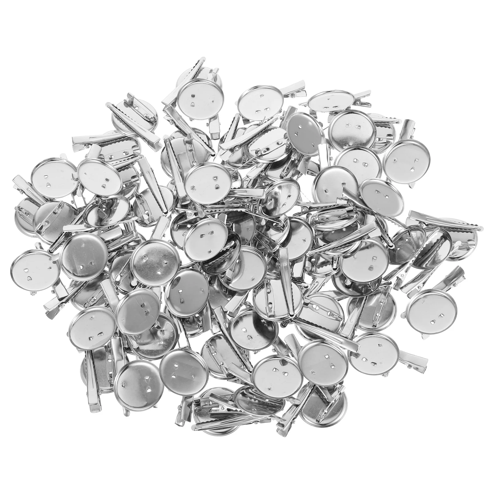 100 PCS Billed Hair Clips Brooch Base Setting Thicken Making Accessories Round Serving Tray