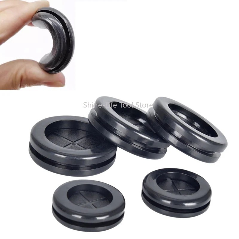 Hole Dia 16~100mm Double-sided Rubber Black Round Grommet Protective Coil Electric Box Inlet Outlet Seal Ring Dust Plug Cover image 4