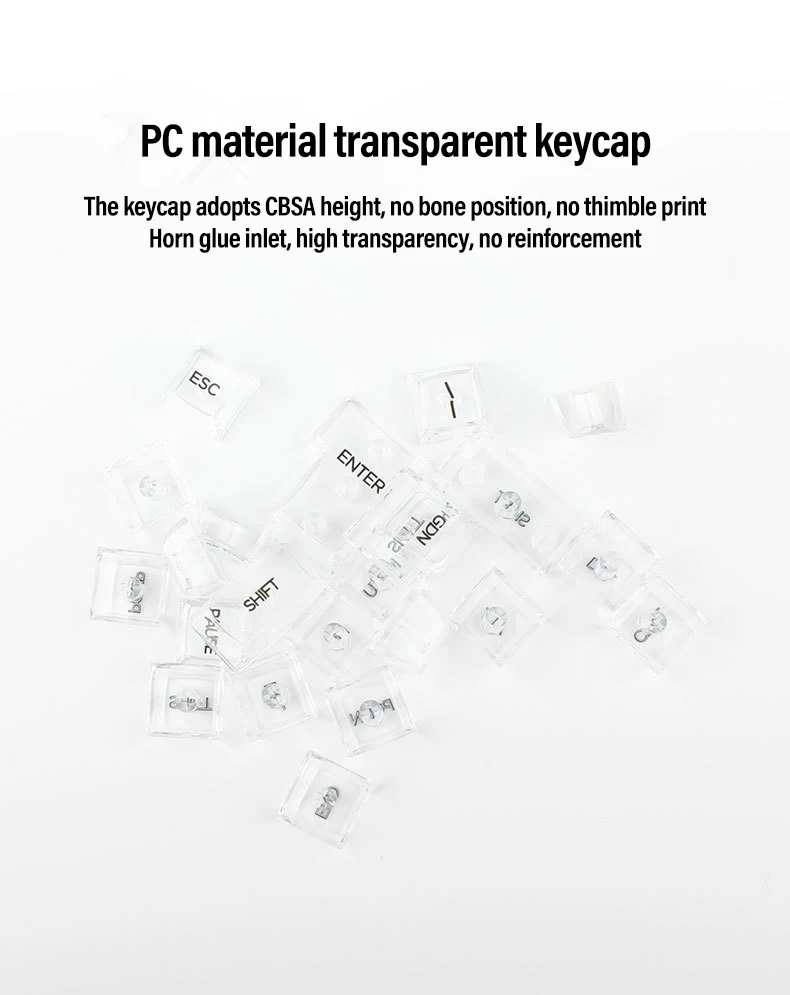 Imagem -06 - Teclas Cbsa Perfil Teclado Mecânico Transparente Keycaps Bandeja Moldada Desossado Chifre-injetado pc Keycap para Gateron Cereja mx 132