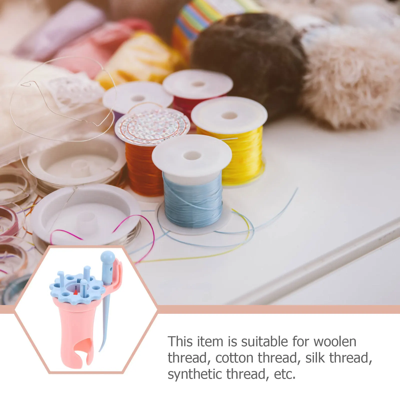 مجموعة واحدة من أدوات الحياكة الإبداعية مع رؤوس نسيج مزدوجة DIY بها بنفسك موضوع حبل صياغة اليدوية مشروع فني للأطفال والكبار متعة من البلاستيك #1