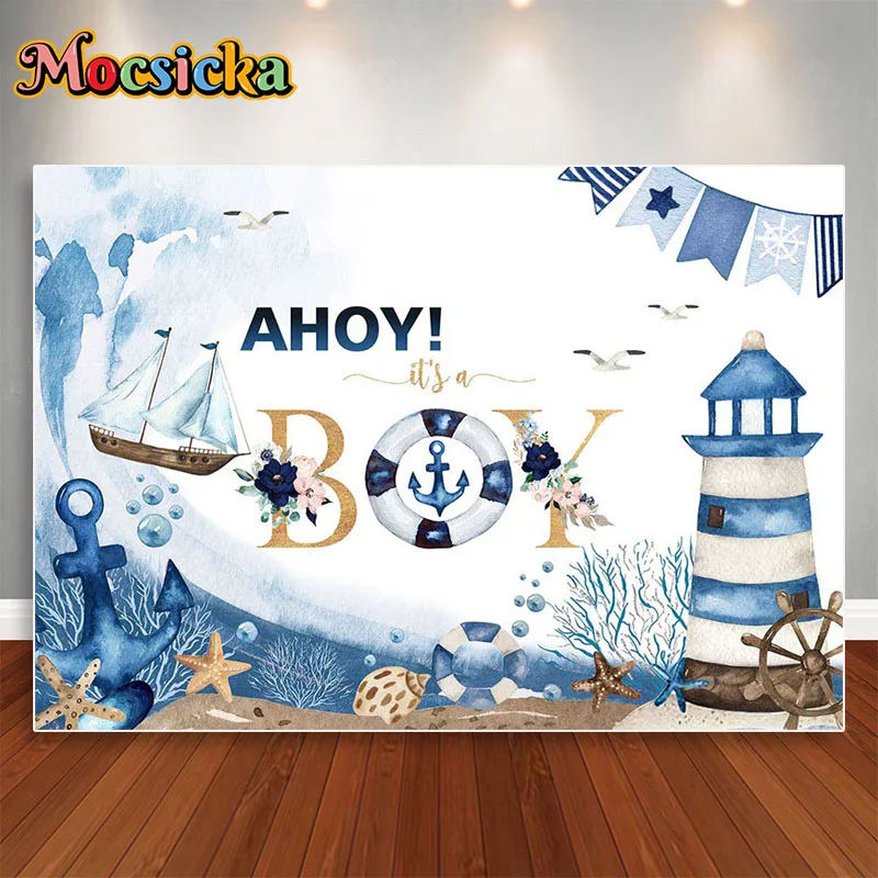 Oh Baby Pirate Photography Backdrop Undersea What Will Ye Be Party Decor Summer Ocean Baby Shower Pirate Ship Background