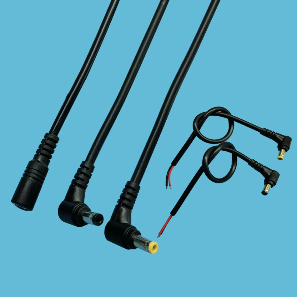 30cm 18AWG 7A DC Male Female  Connector Cable 90 Degree Elbow DC powe wire 5.5x2.1mm 5.5x2.5mm Copper cord