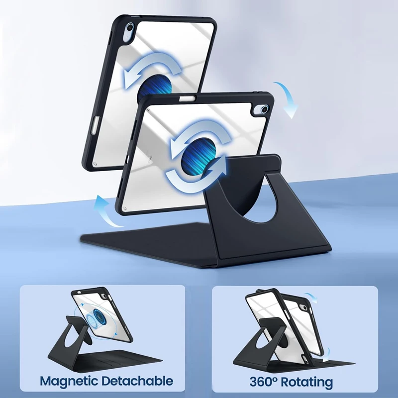 

Вращающийся на 360 градусов чехол для iPad Air 11 дюймов, съемный магнитный чехол для iPad 10 AIR 4 5 10,9 11 11, 7, 8, 9, 10,2 pro 11 M2 M3 Funda