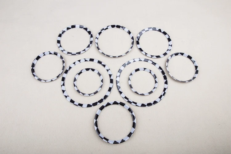 Brand New ABS Plastic UV Protected Interior Rings Mini Checker Style Color For mini cooper R55-R59 Gen2 2 (10 Pcs/Set)