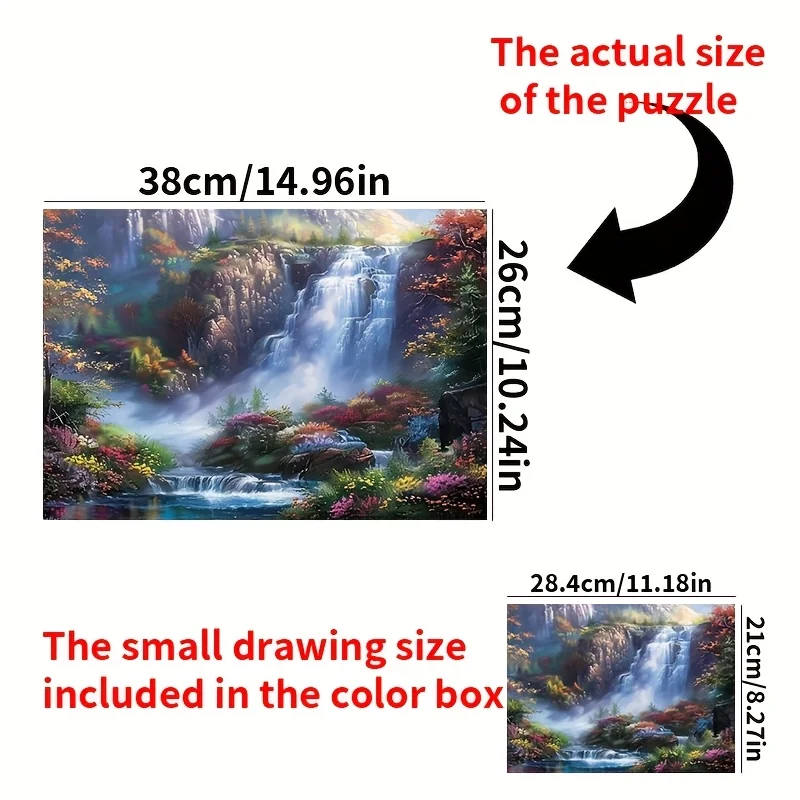 鮮やかな山の滝と花のシーン ジグソーパズル 大人向け 自然テーマ 知的ゲーム ホームレジャー 装飾パズル