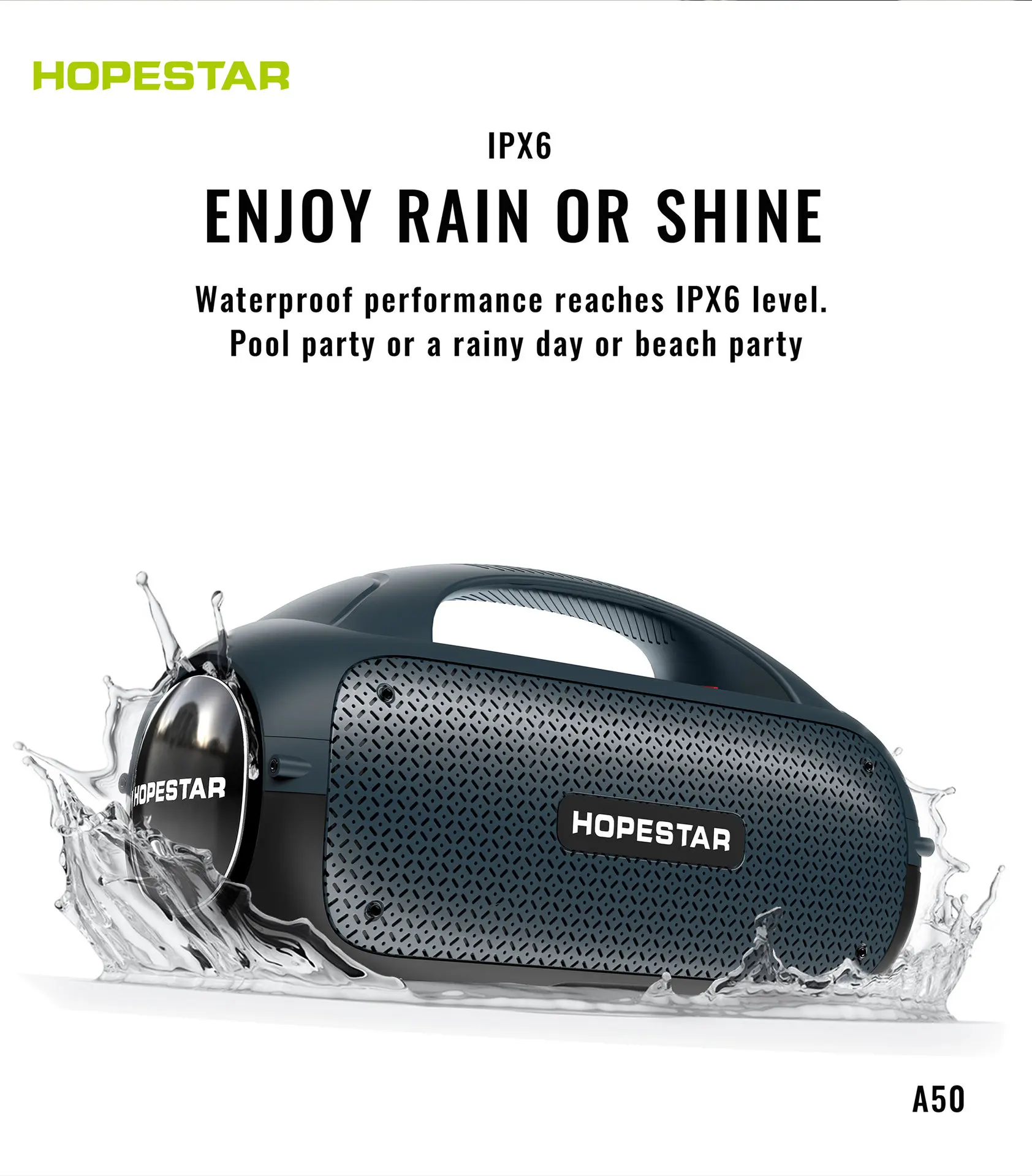 HOPESTAR A50 High Power 80W Portable Bluetooth Speakers Powerful Sound box Wireless Subwoofer Bass Mp3 Player With Mic karaoke