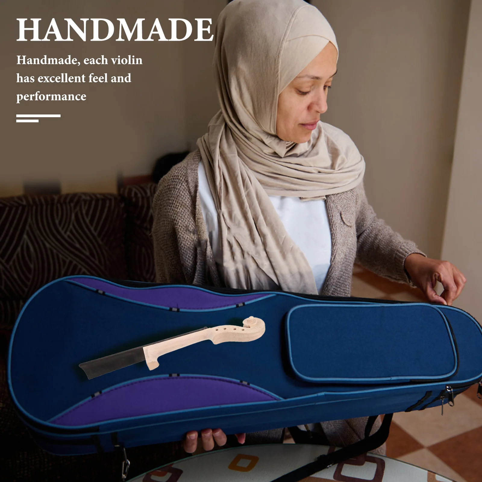 

4/4 Size Violin Fingerboard Neck Unfinished Natural Wood Durable Replacement For Diy Repair Stage Performance Accessories Violin