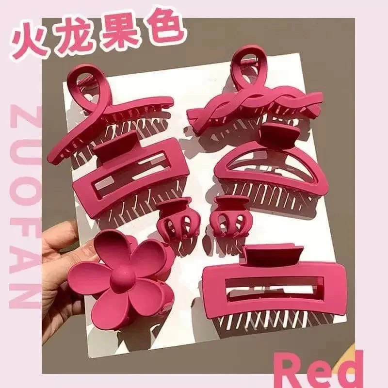 8-teiliges polychromes Haarspangen-Set, gefrostete Hai-Klauenklammer, süße Damen-Kopfbedeckung für Hochsteckfrisur, tägliches Tragen, Valentinstag-Haar-Accessoires – Detail 11