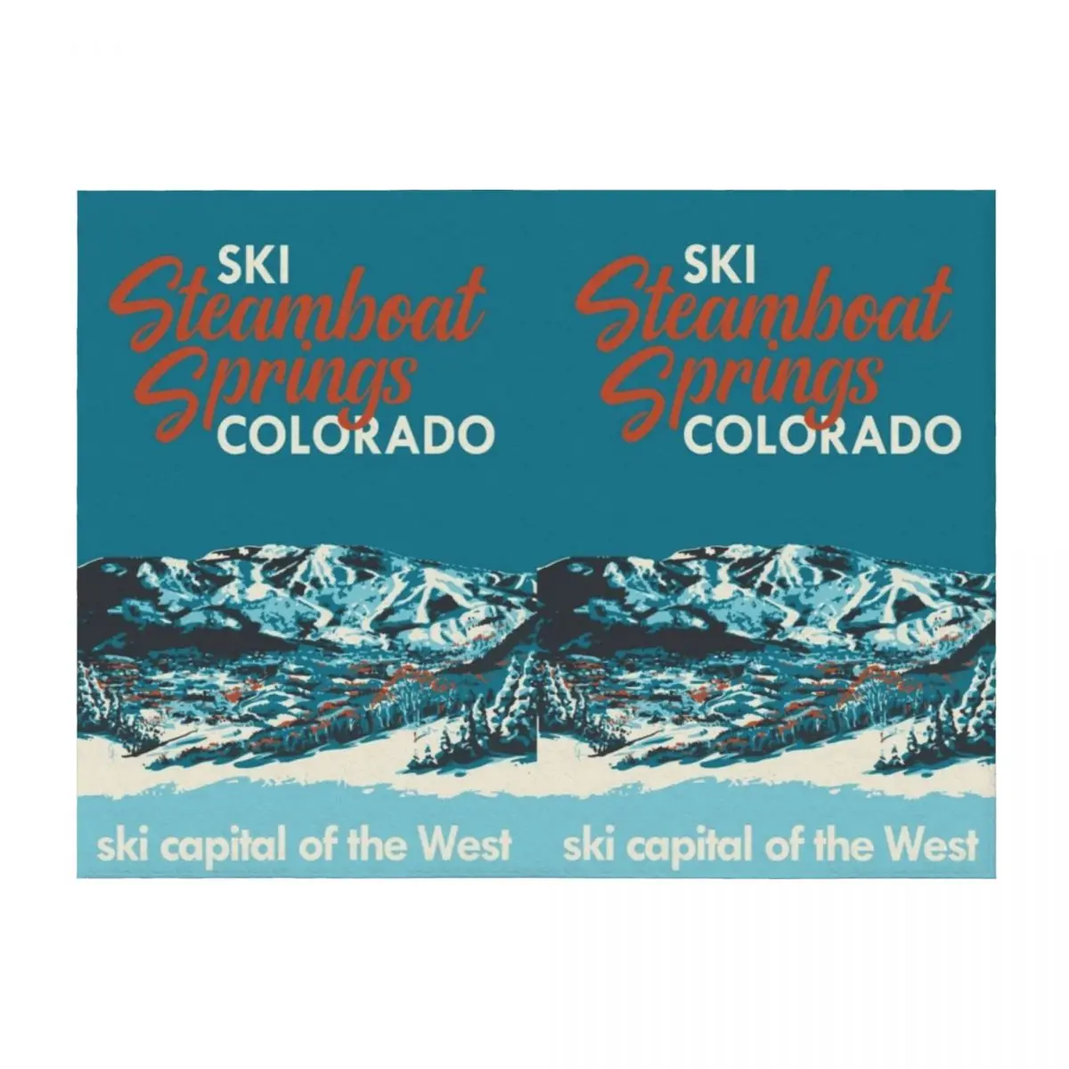 

Steamboat Springs Vintage Ski Poster Throw Blanket Heavy Warm Flannel Fabric Custom Blankets