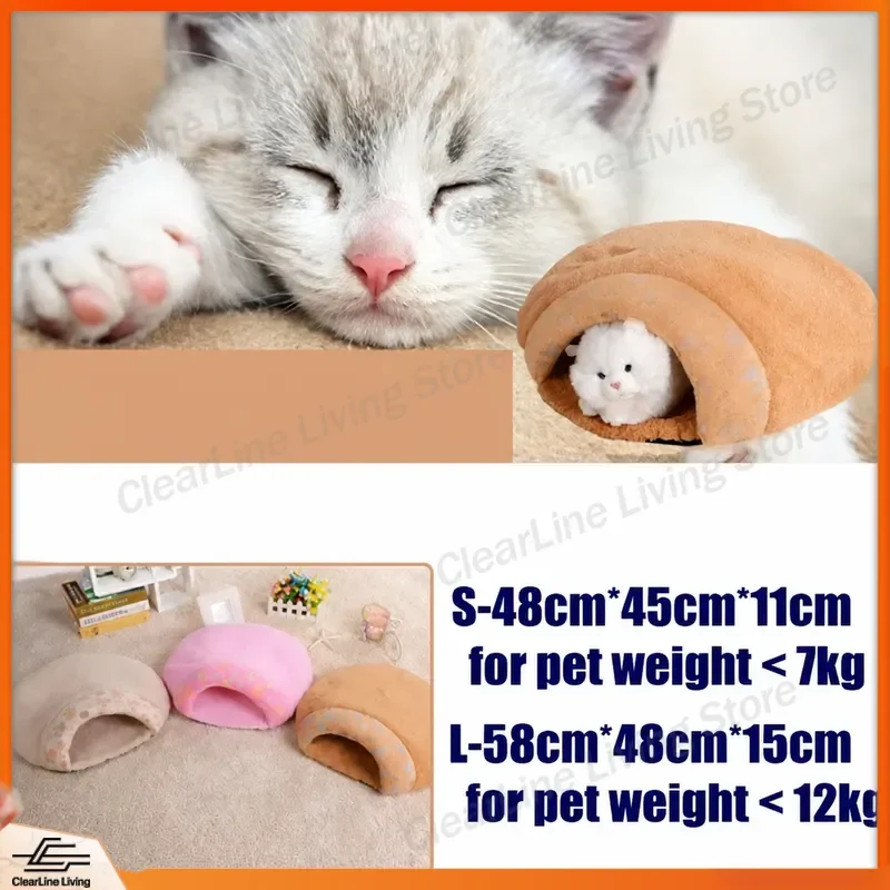Warm Soft Flannel Cat Bed Hamburger Shape Pet House Cute Sleeping Bag for Cats Dogs Rabbits Puppy Cushion Kennel Mat Winter