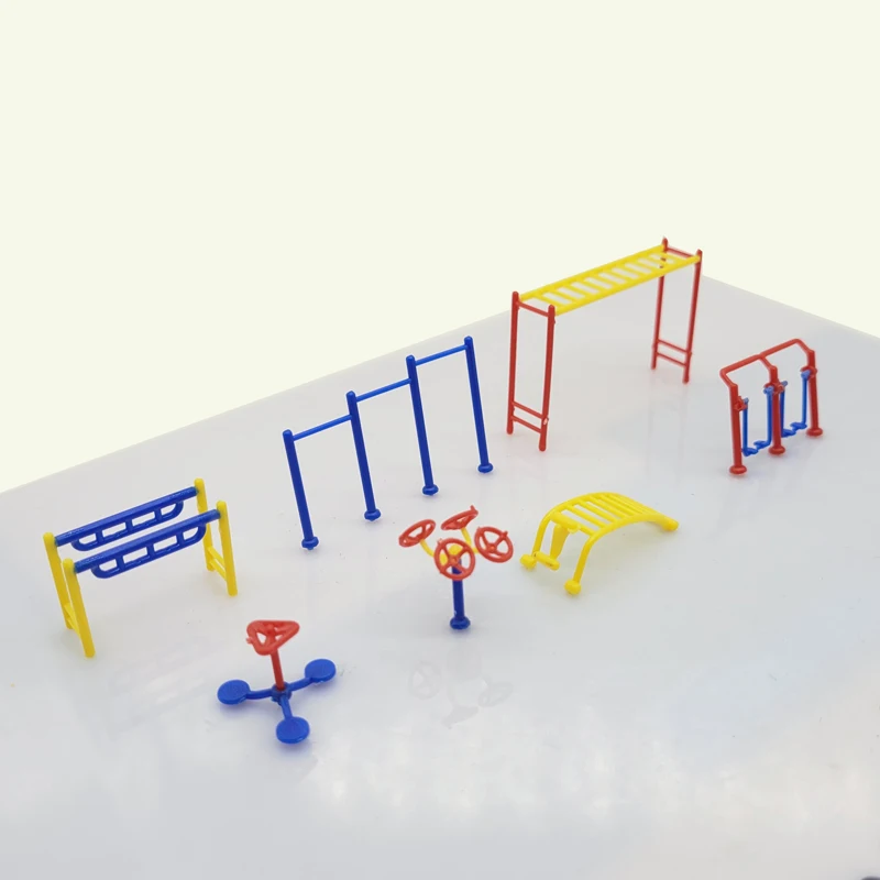 1:87 Ho Scale Model Fitness Equipment 7pcs/set Garden Community Entertainment Leisure Gym Facilitie Model 1:100 1:75 TT OO Scale