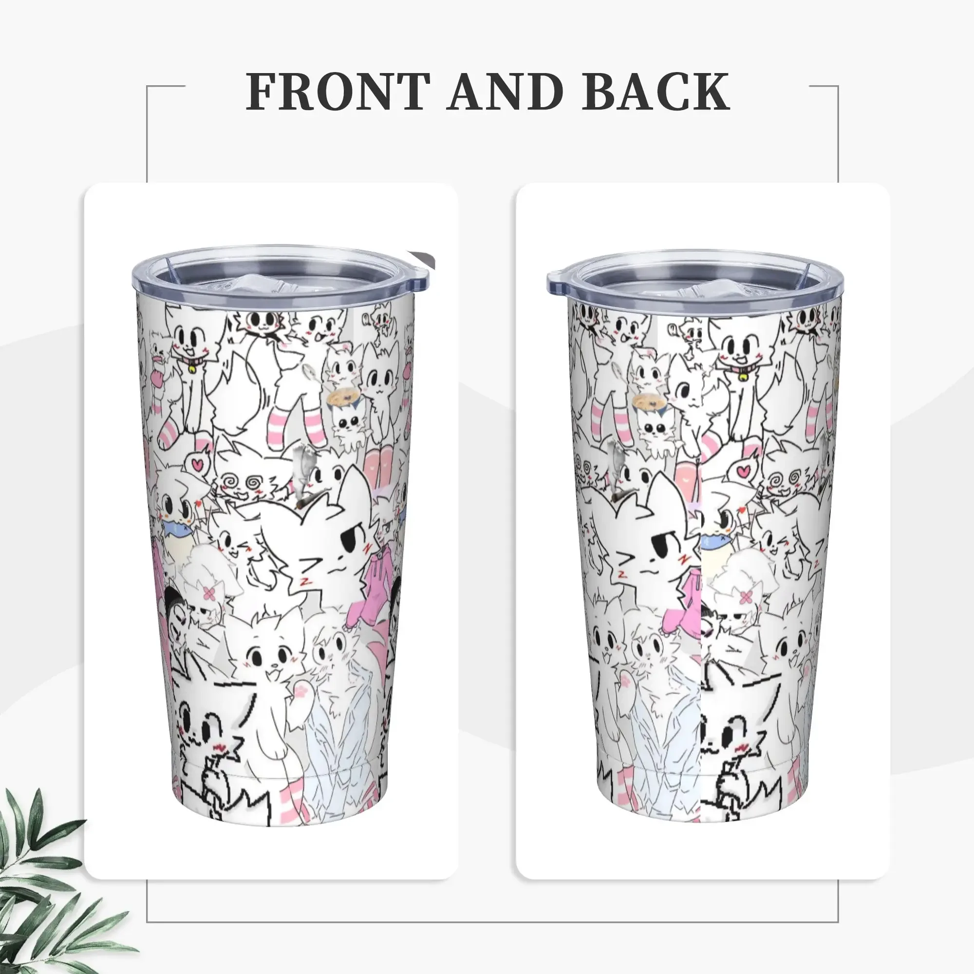 Boykissers Silly Cat Insulated Tumbler with Straws Cartoon Stainless Steel Coffee Mugs Office Home Hot Cold Drink Cup, 20oz